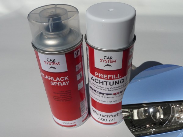 Spraydosen Set - Basis Autolack geeignet für Skoda Q5X Denim Blau Metallic + Klarlack