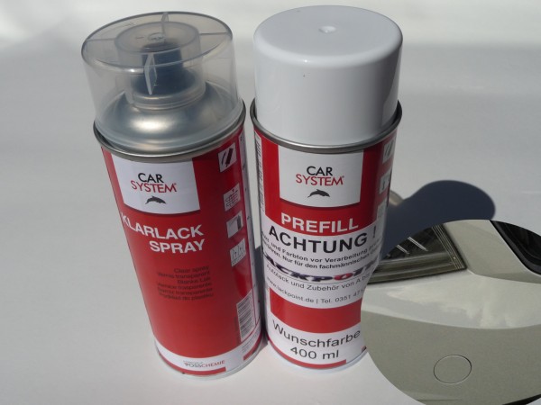Spraydosen Set - Basis Autolack geeignet für Skoda LF7A Stahlgrau UNI kein Metallic + Klarlack