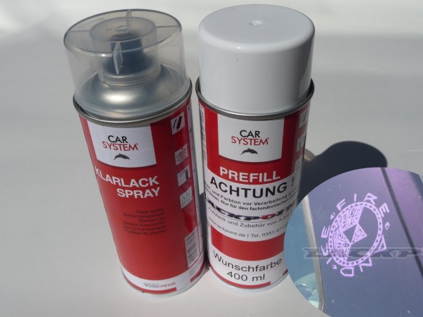 Spraydosen Set - Basis Autolack geeignet für VW / geeignet für Audi LC4V Dark Violett Metallic + Kla
