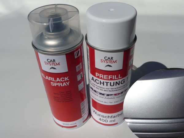 Spraydosen Set - Basis Autolack geeignet für Skoda 9153 Anthracite Grey Metallic + Klarlack